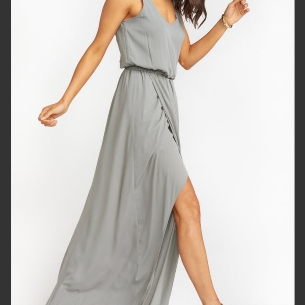 Show Me your Mumu. KENDAL maxi dress. Sz med. Soft charcoal crisp. Sleeveless - Picture 2 of 9